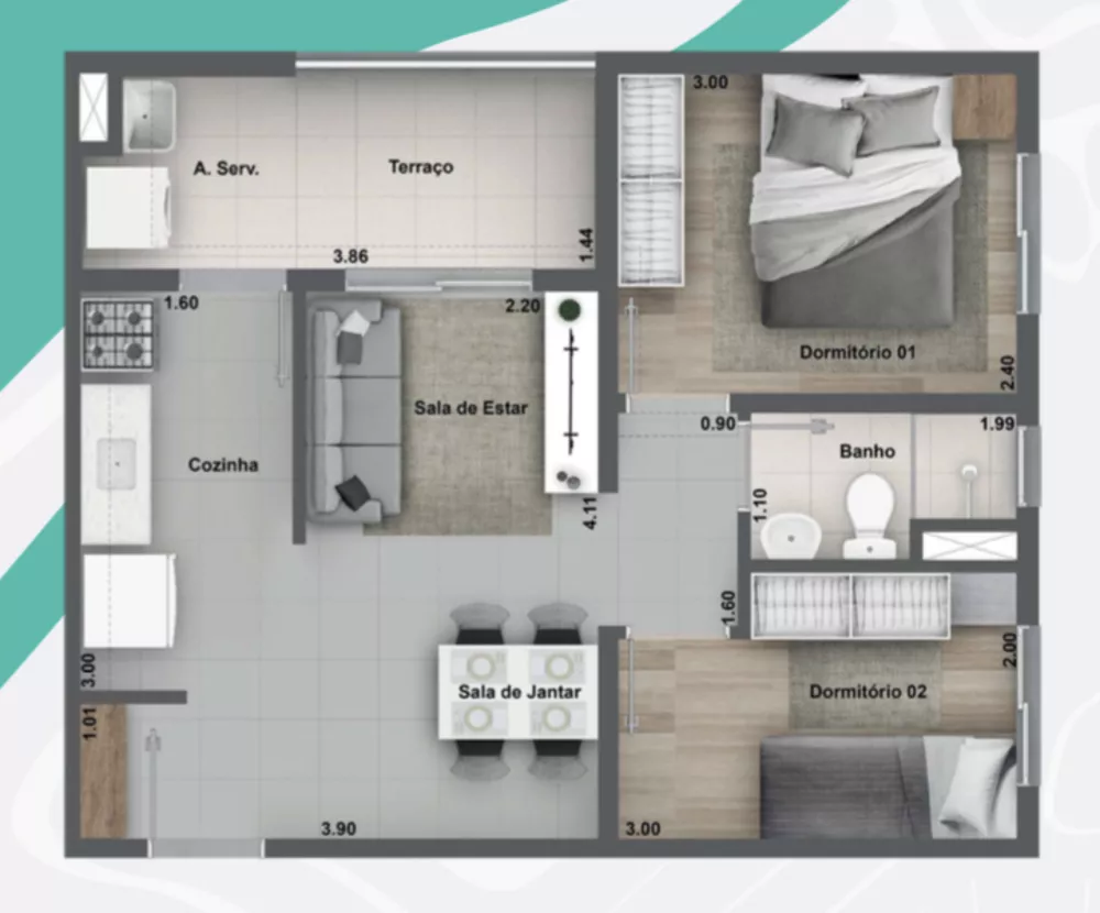 Apartamento, 2 quartos, 35 m² - Foto 40