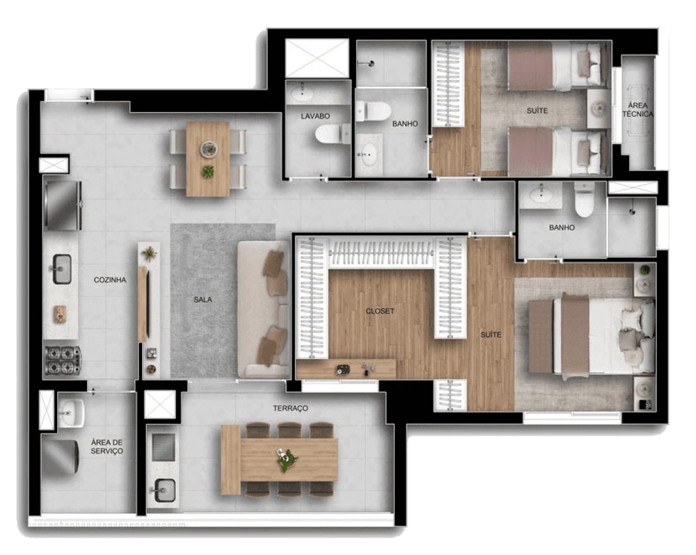 Apartamento, 3 quartos, 128 m² - Foto 2