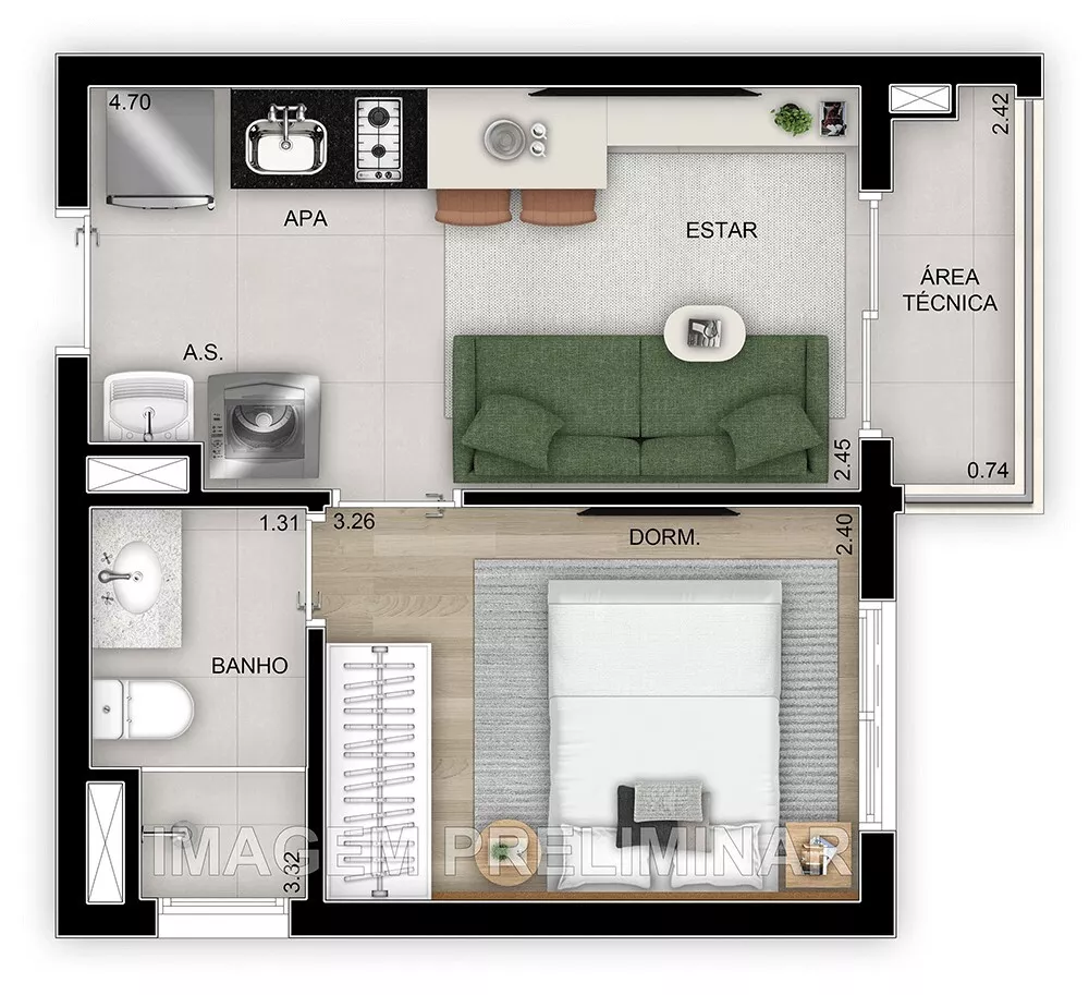 Apartamento à venda com 2 quartos, 41m² - Foto 5