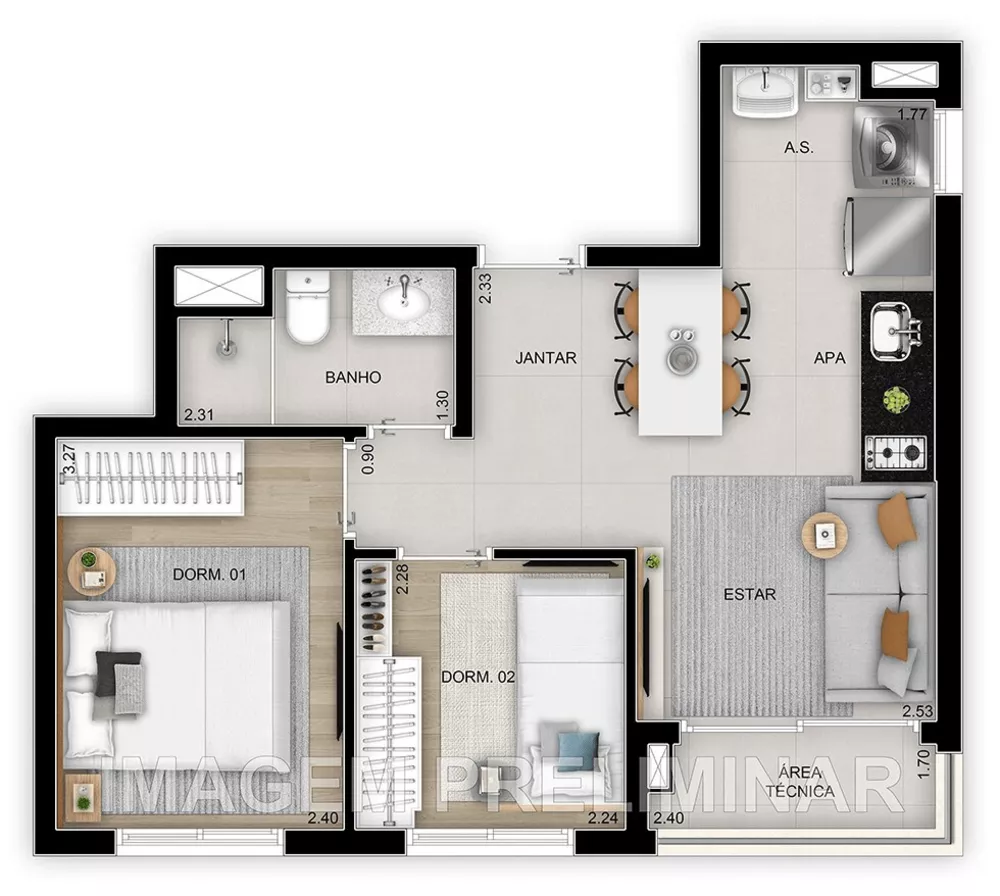 Apartamento à venda com 2 quartos, 41m² - Foto 6