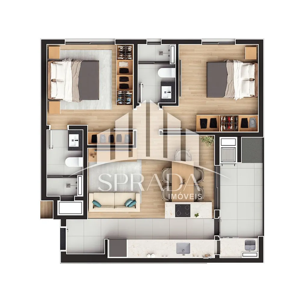 Apartamento, 2 quartos, 59 m² - Foto 1
