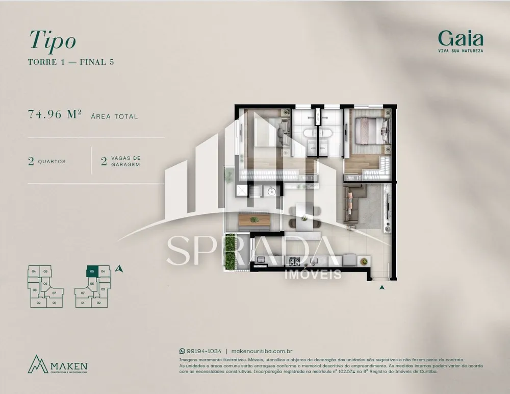 Apartamento, 2 quartos, 74 m² - Foto 2