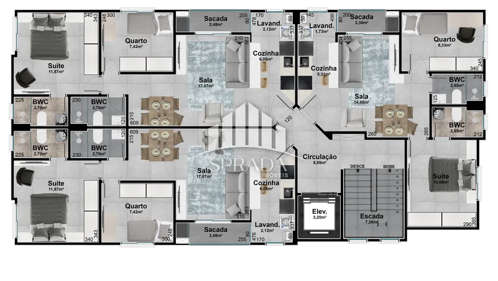 Apartamento, 2 quartos, 59 m² - Foto 1