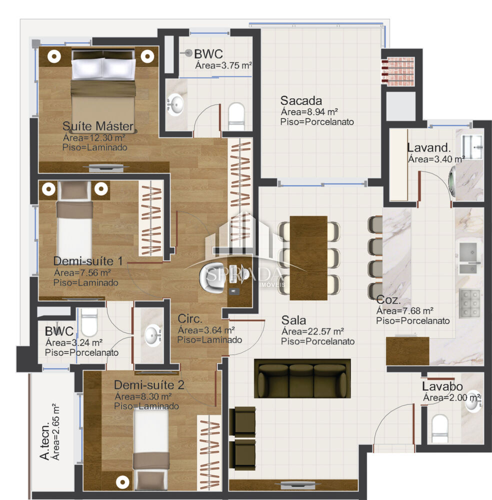 Apartamento à venda com 3 quartos, 101m² - Foto 3