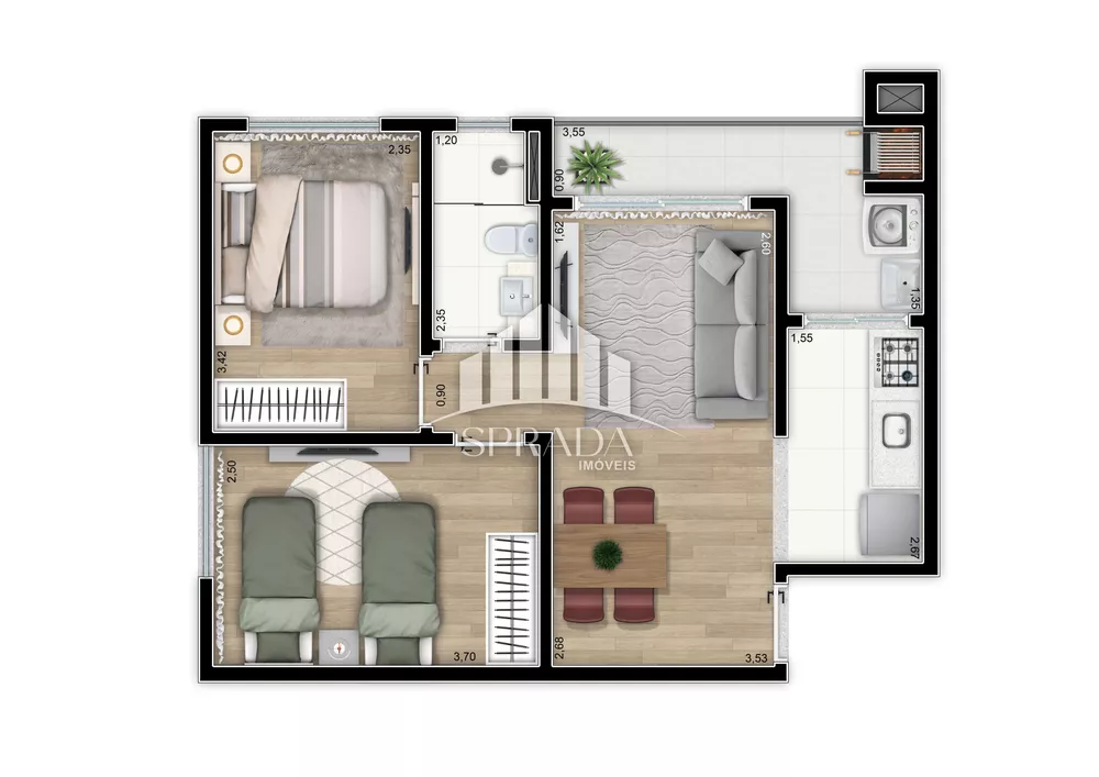 Apartamento à venda com 2 quartos, 51m² - Foto 3