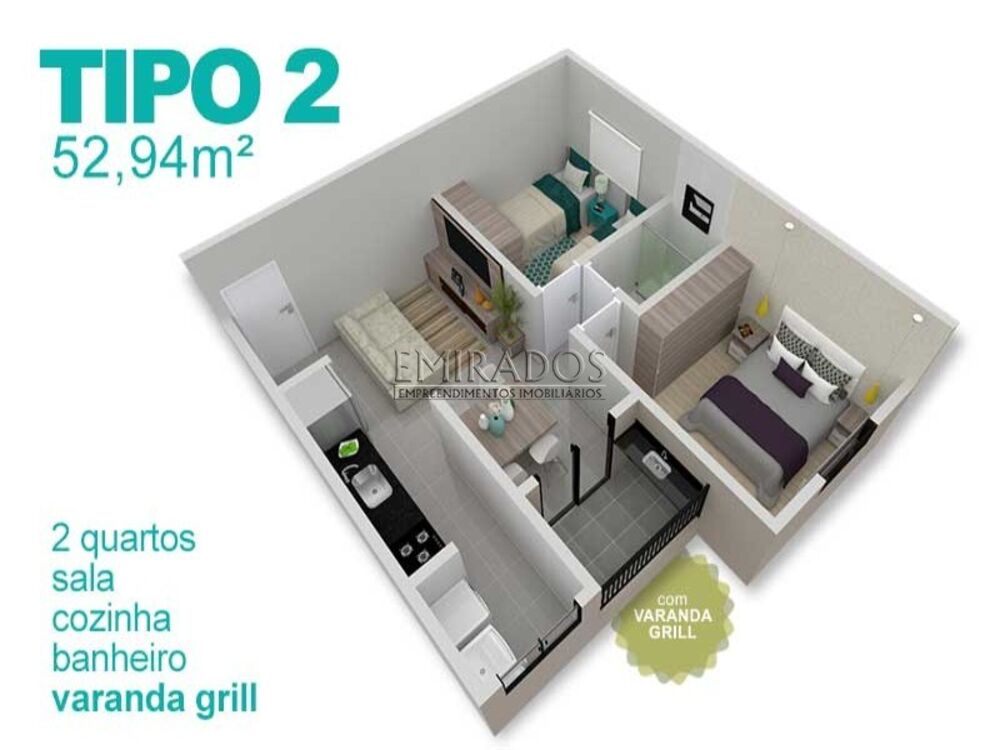 Apartamento à venda com 2 quartos, 51m² - Foto 3