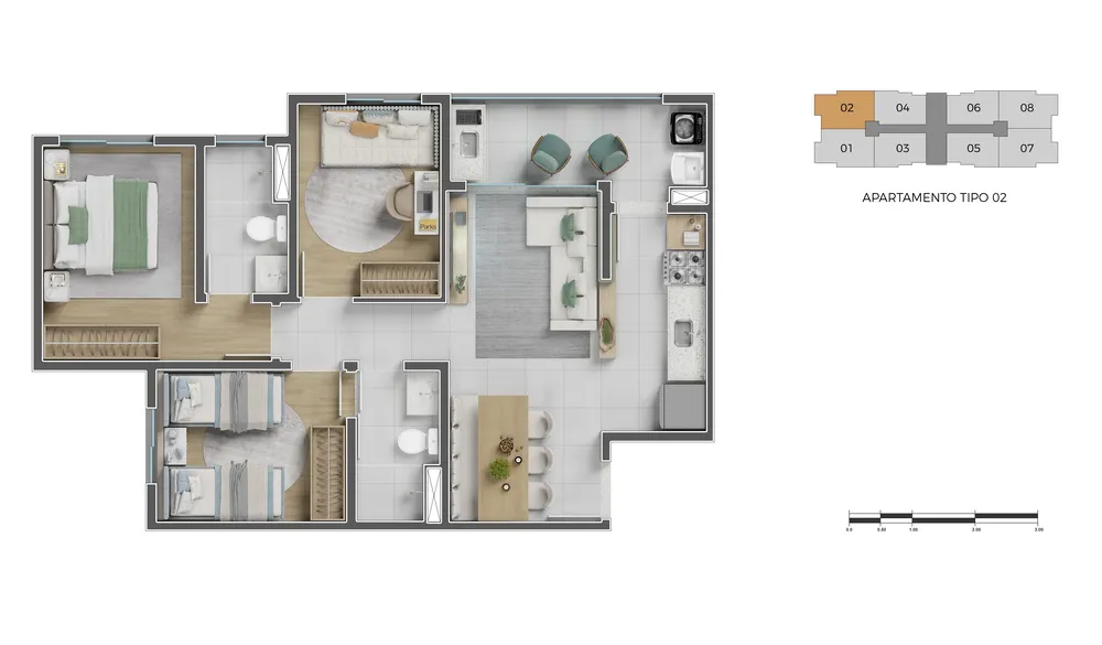 Apartamento, 3 quartos, 66 m² - Foto 3