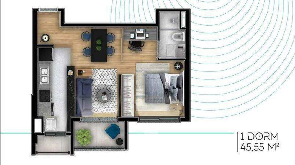 Apartamento, 1 quarto, 46 m² - Foto 9
