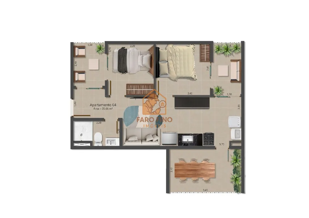 Apartamento, 2 quartos, 50 m² - Foto 2
