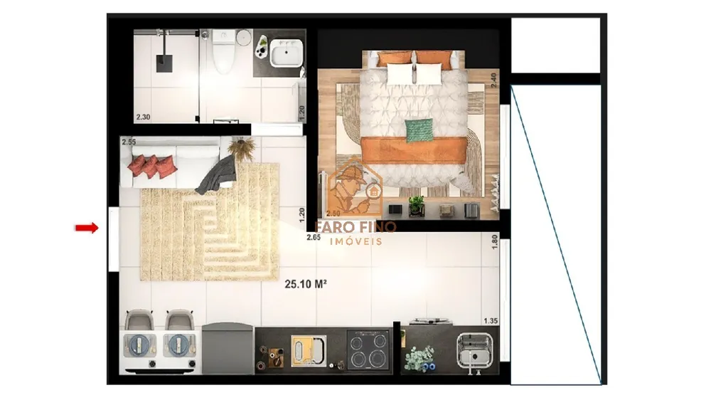 Apartamento, 1 quarto, 25 m² - Foto 3