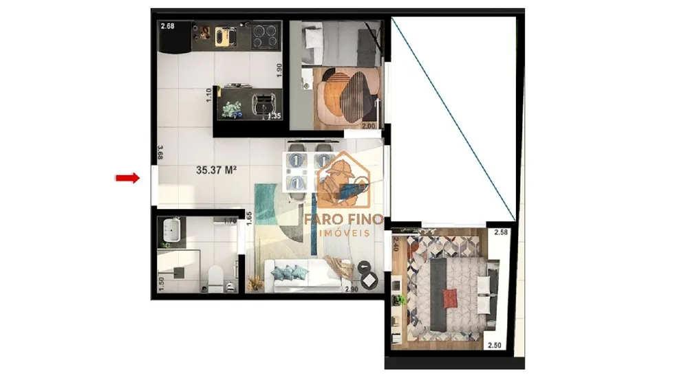 Apartamento, 2 quartos, 35 m² - Foto 1