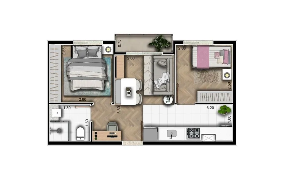 Apartamento, 2 quartos, 40 m² - Foto 1