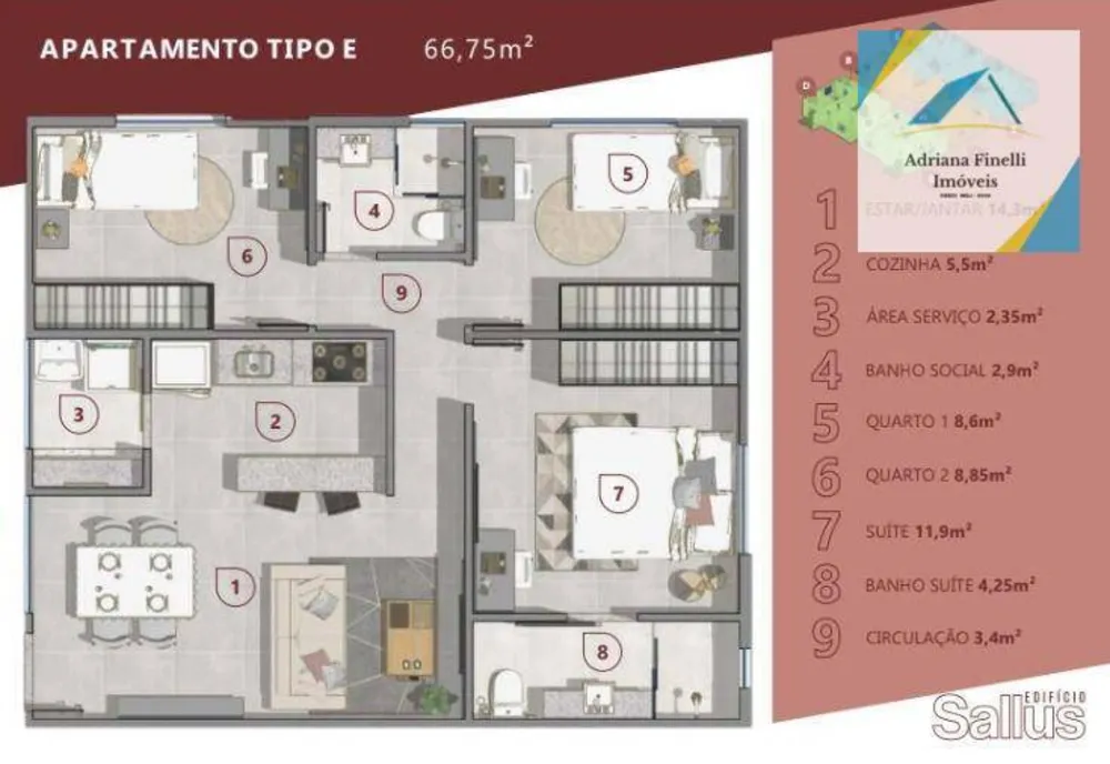 Apartamento, 3 quartos, 71 m² - Foto 2