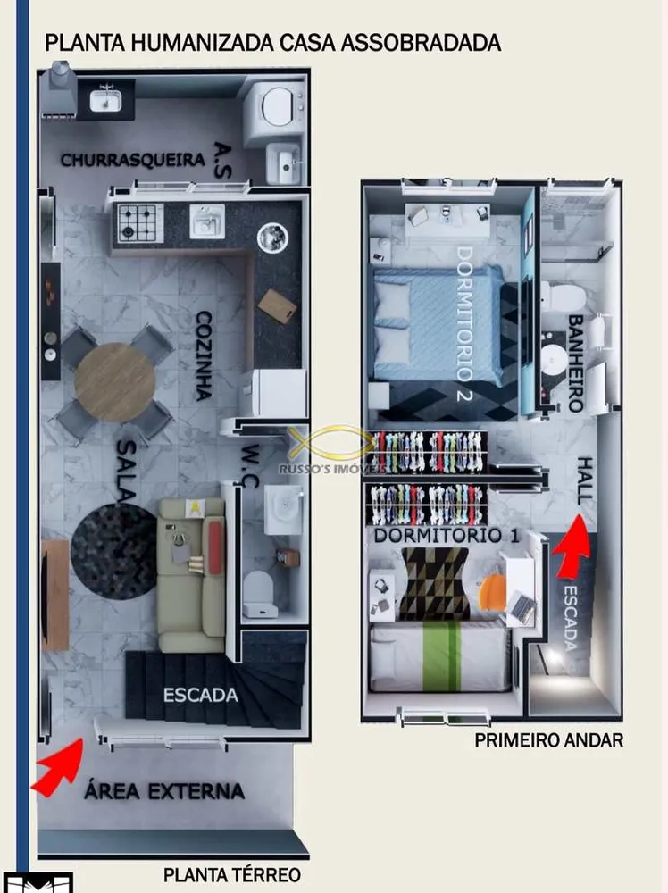Sobrado, 2 quartos, 57 m² - Foto 2