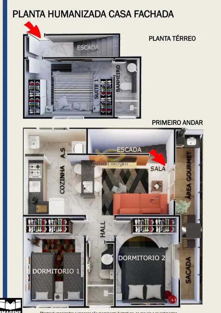 Sobrado, 3 quartos, 75 m² - Foto 1