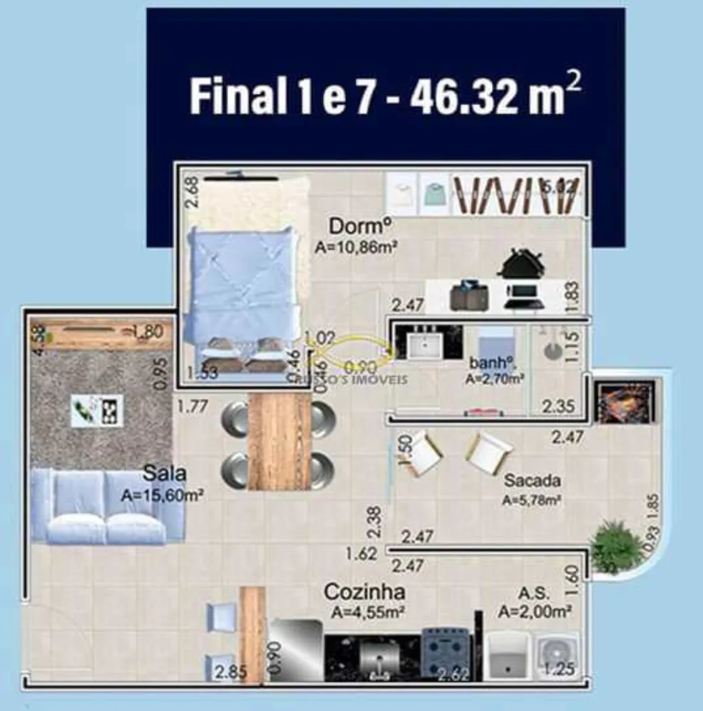 Apartamento, 1 quarto, 46 m² - Foto 10