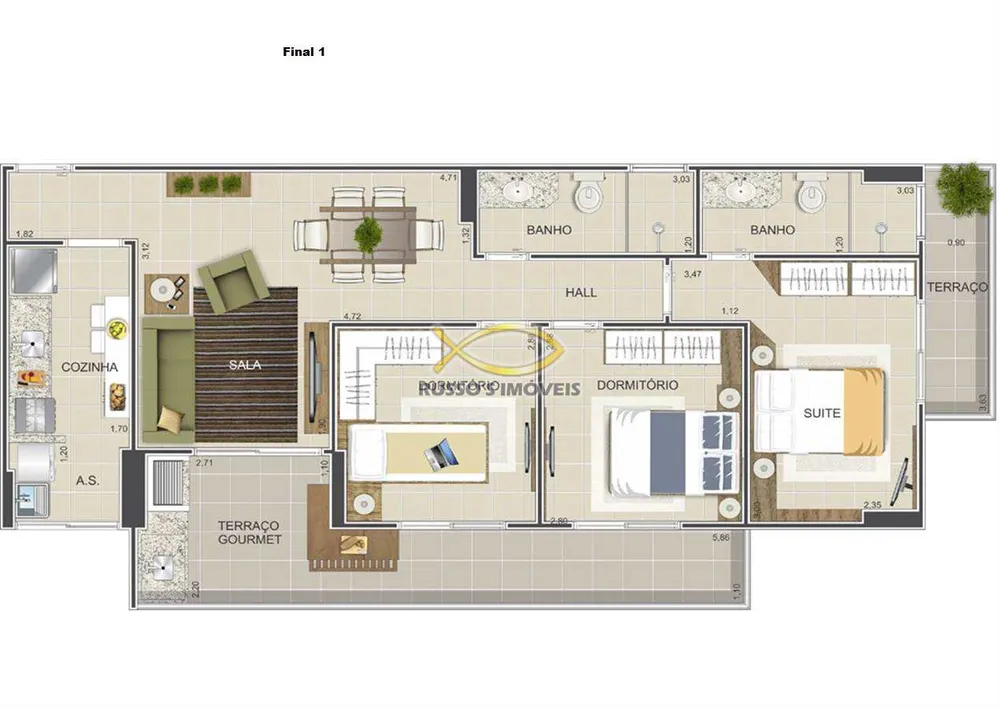 Apartamento, 2 quartos, 71 m² - Foto 1