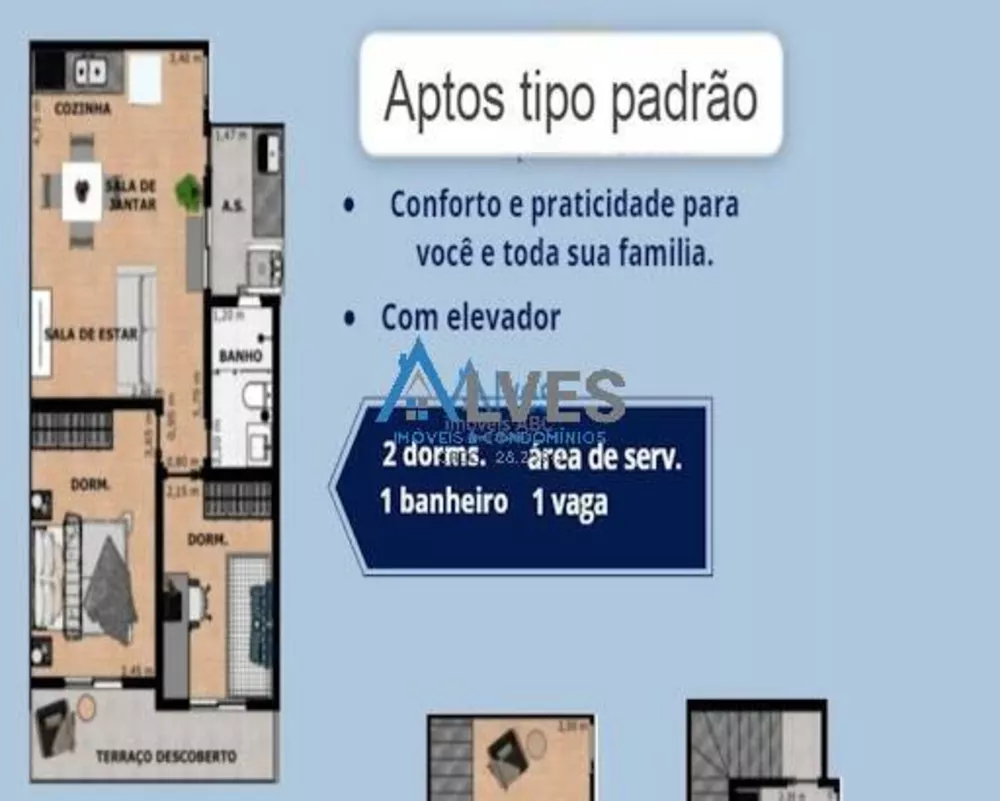 Apartamento à venda com 2 quartos, 43m² - Foto 3