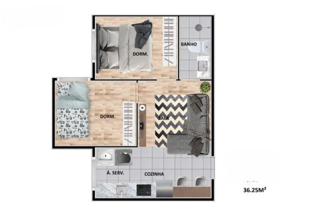 Apartamento, 2 quartos, 36 m² - Foto 8