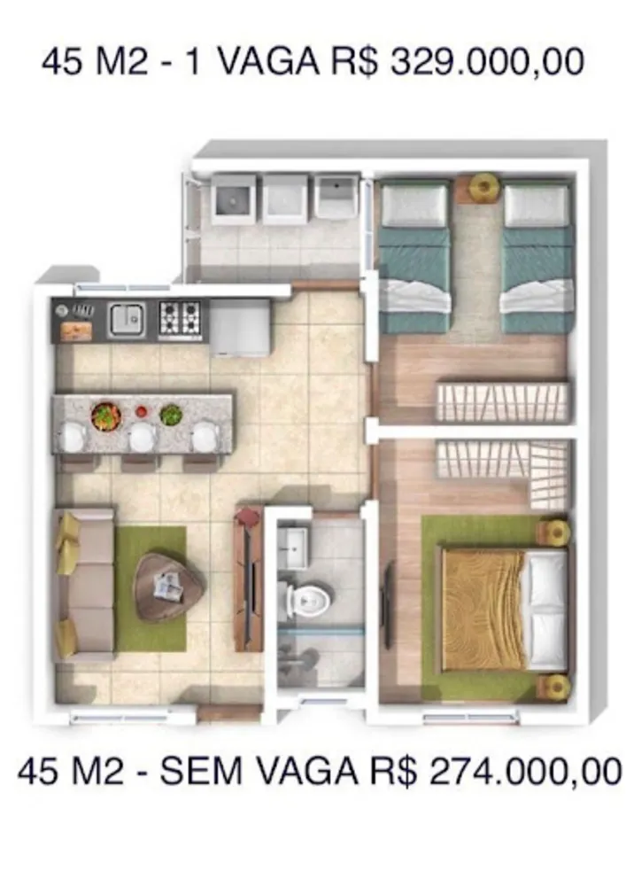 Apartamento, 2 quartos, 45 m² - Foto 1