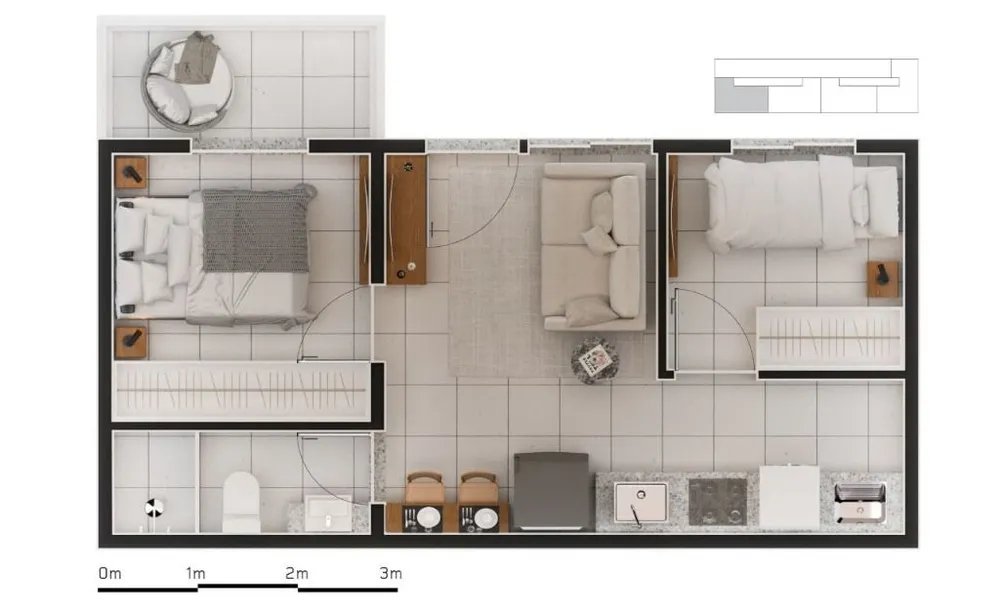 Apartamento, 2 quartos, 40 m² - Foto 3