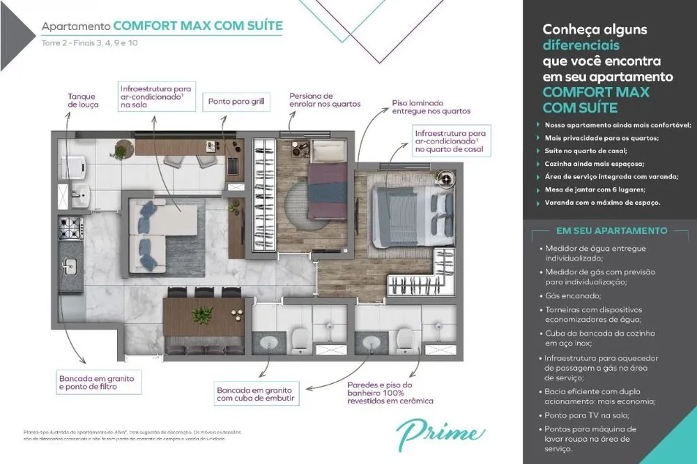 Apartamento, 2 quartos, 48 m² - Foto 3