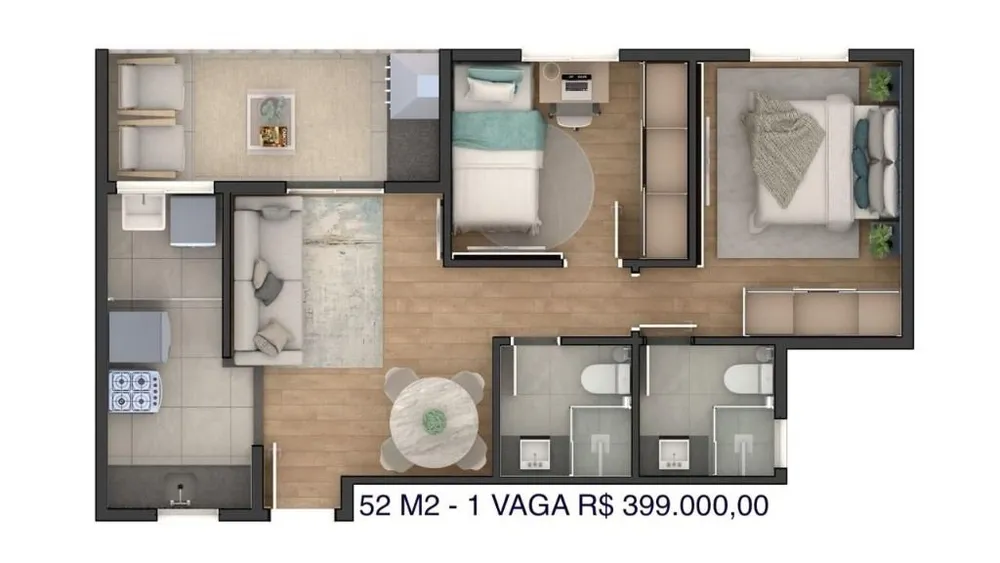 Apartamento, 2 quartos, 52 m² - Foto 6