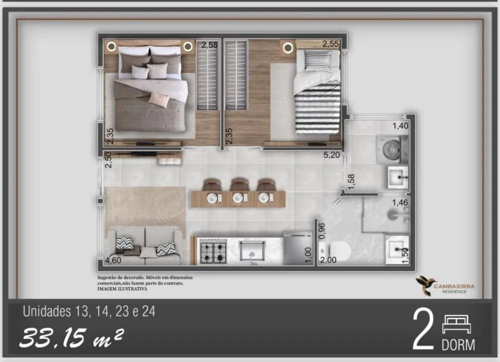 Apartamento, 2 quartos, 33 m² - Foto 2