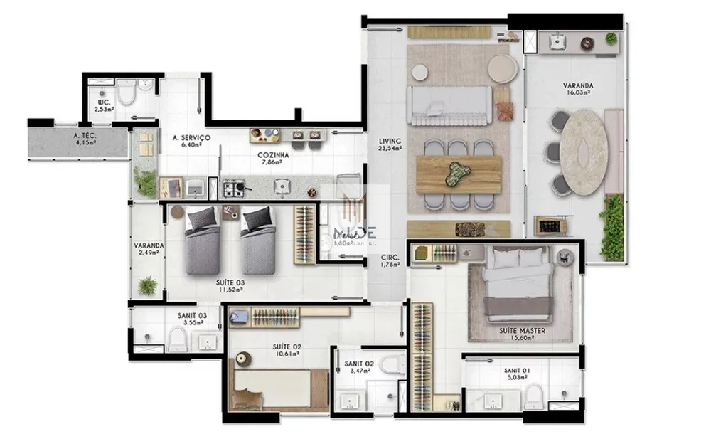 Apartamento, 3 quartos, 116 m² - Foto 3