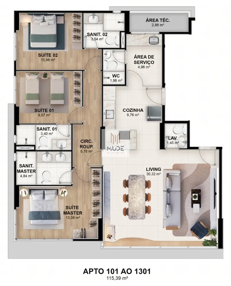 Apartamento, 3 quartos, 132 m² - Foto 2
