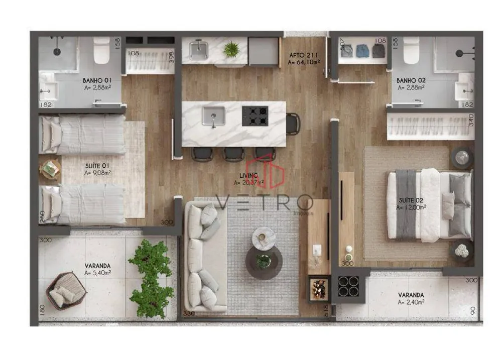Apartamento, 2 quartos, 75 m² - Foto 2