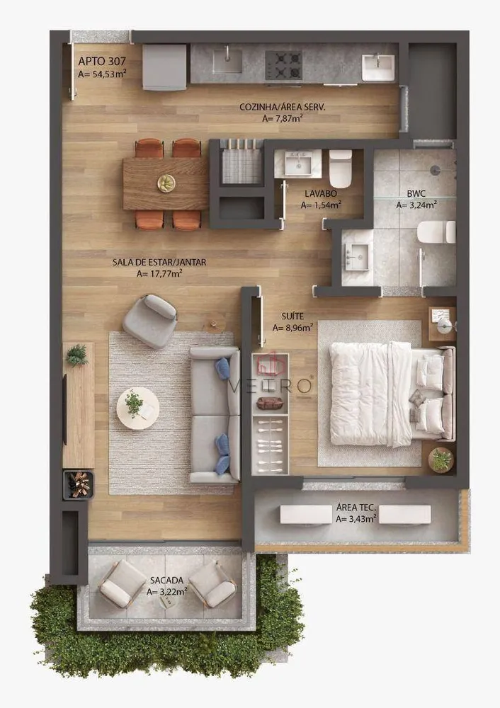 Apartamento, 1 quarto, 67 m² - Foto 3