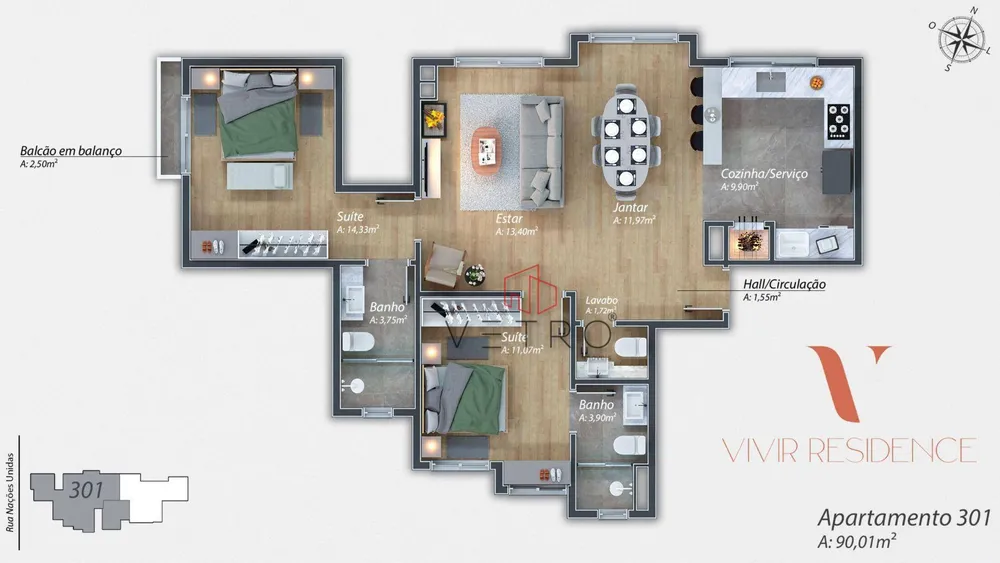 Apartamento, 2 quartos, 102 m² - Foto 4