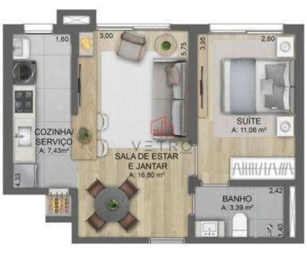 Apartamento, 1 quarto, 58 m² - Foto 4