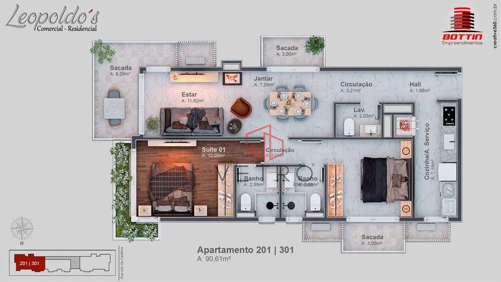 Apartamento, 2 quartos, 120 m² - Foto 3