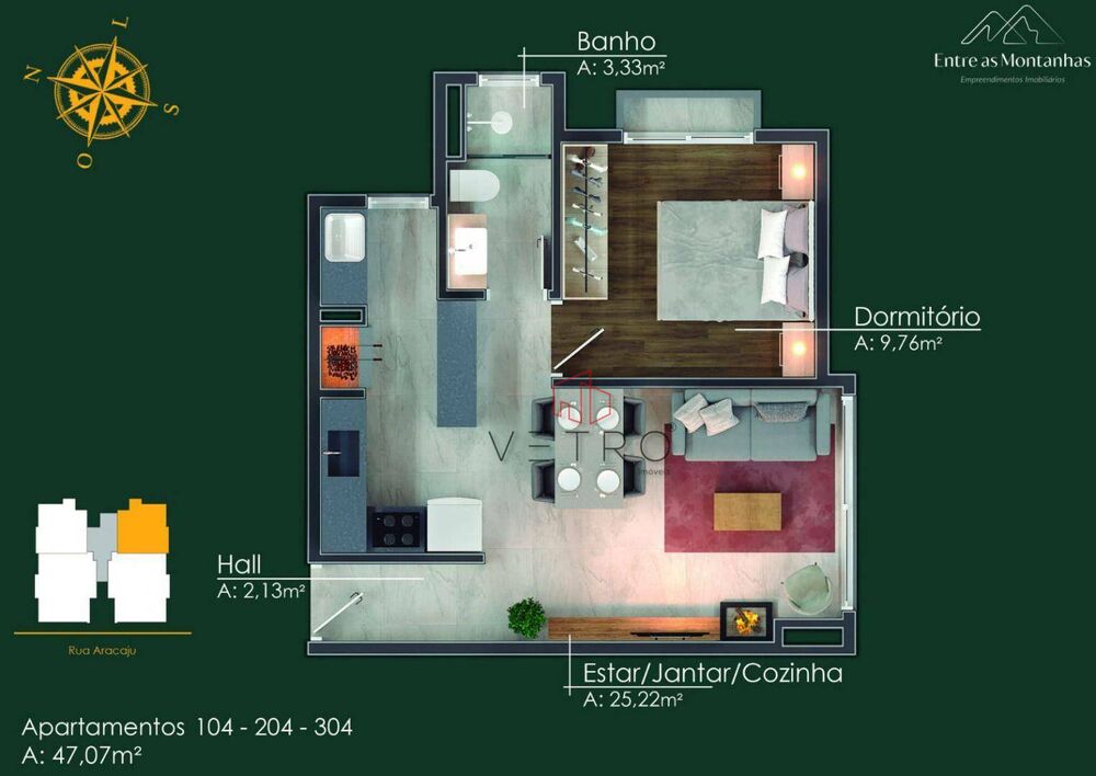 Apartamento, 1 quarto, 59 m² - Foto 2