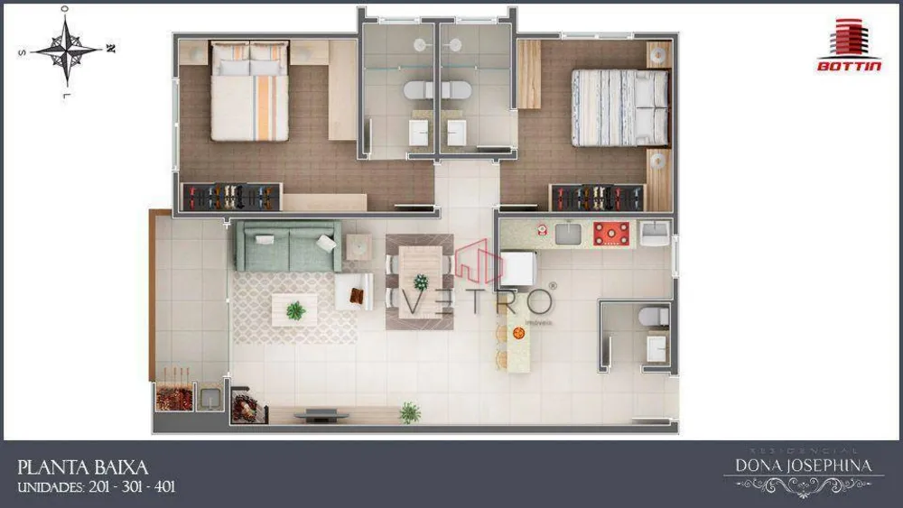Apartamento, 2 quartos, 70 m² - Foto 1
