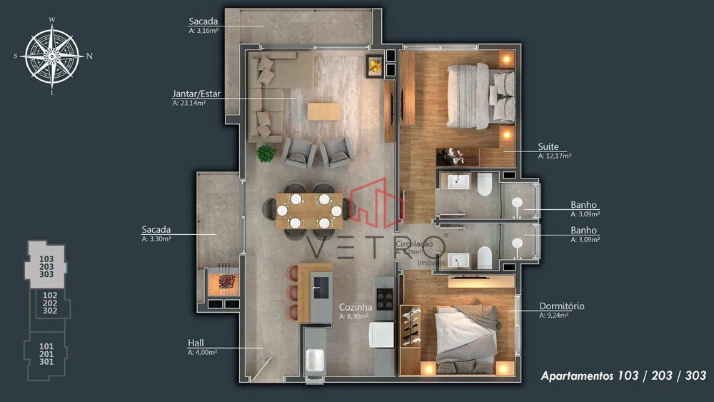Apartamento, 2 quartos, 94 m² - Foto 2