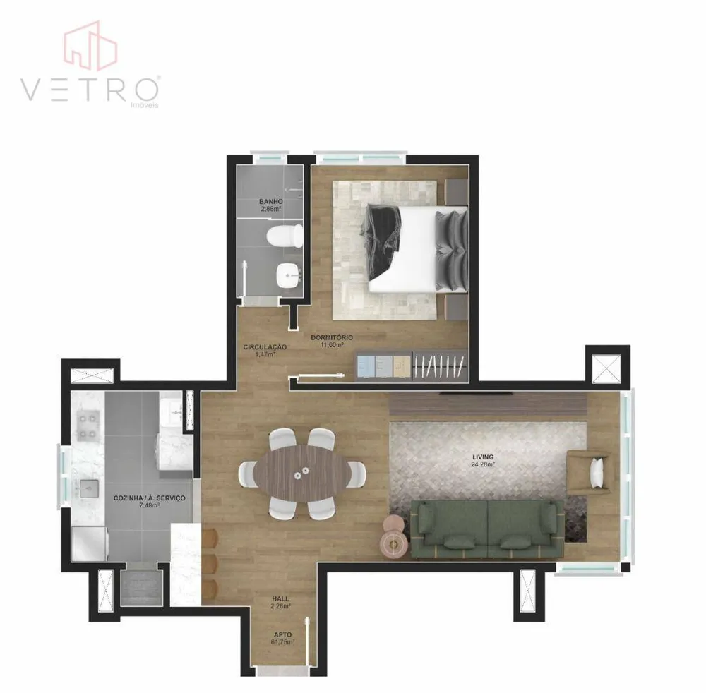 Apartamento, 1 quarto, 60 m² - Foto 10
