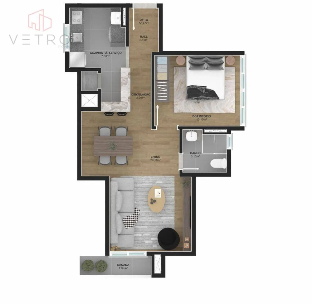 Apartamento, 1 quarto, 60 m² - Foto 11