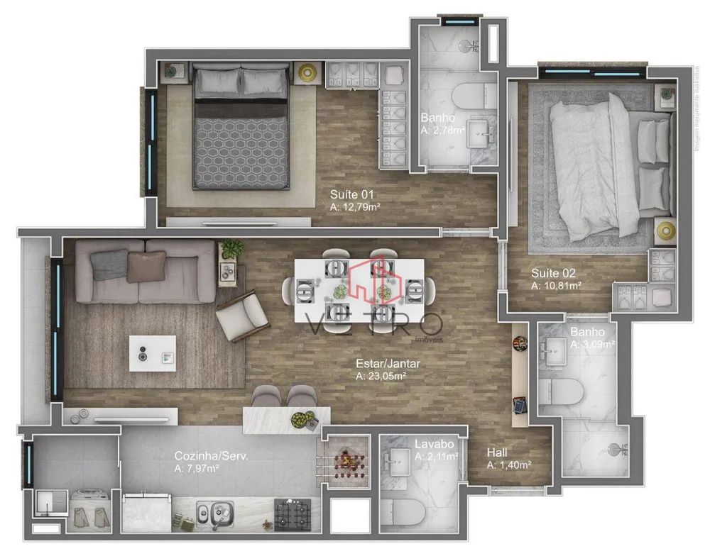Apartamento, 2 quartos, 100 m² - Foto 7