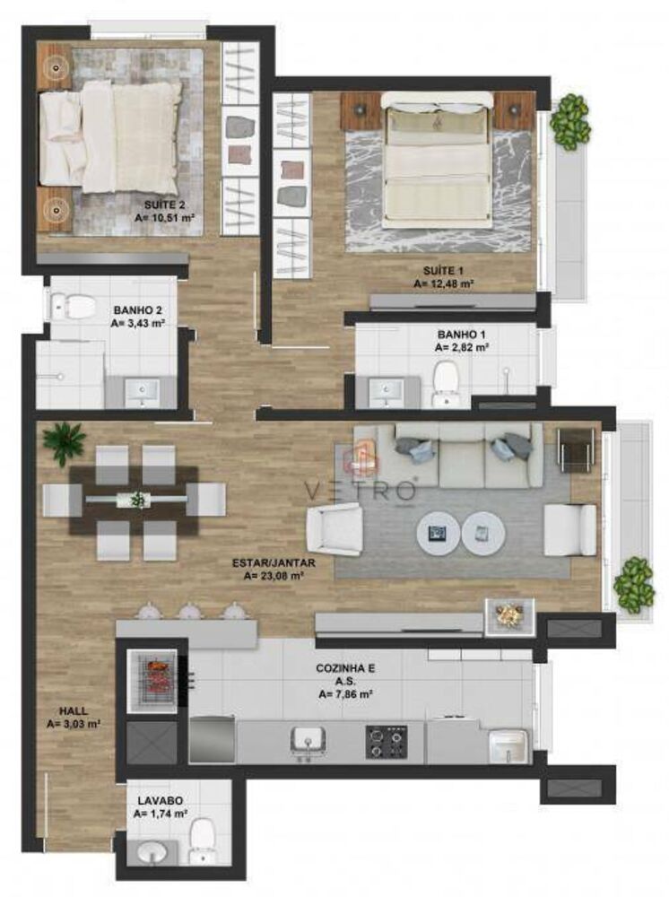 Apartamento à venda com 2 quartos, 77m² - Foto 17
