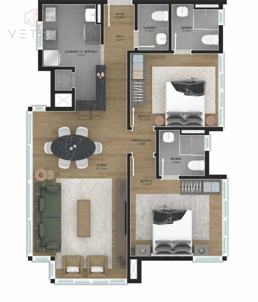 Apartamento, 2 quartos, 92 m² - Foto 5