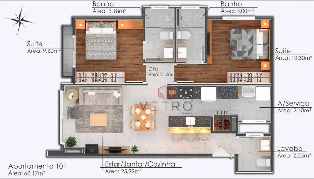 Apartamento, 2 quartos, 80 m² - Foto 3