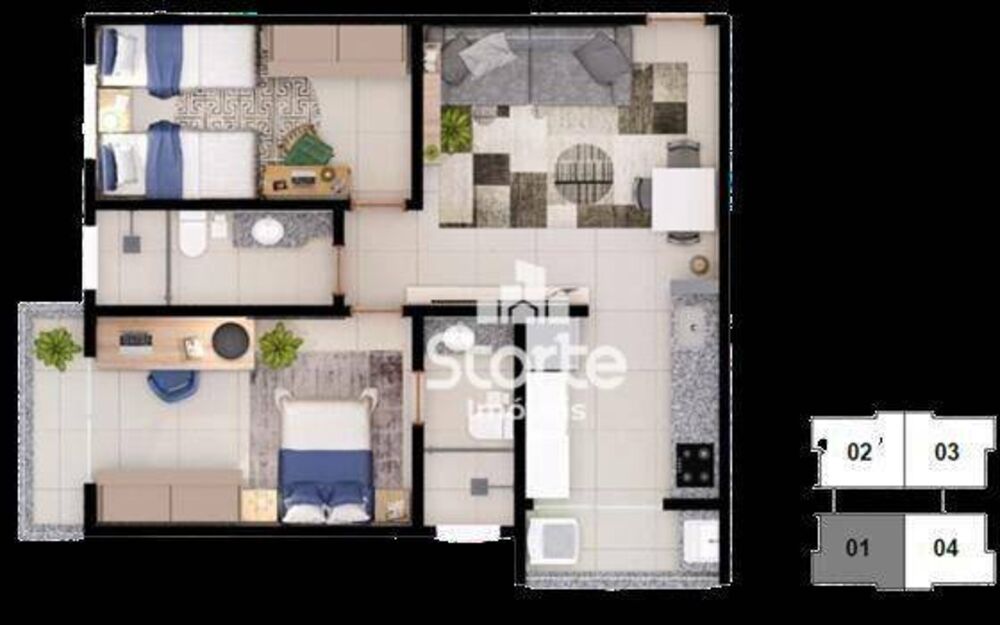 Apartamento à venda com 2 quartos, 56m² - Foto 2