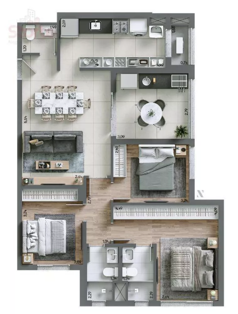Apartamento, 3 quartos, 100 m² - Foto 45