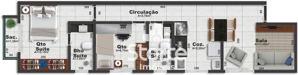 Apartamento, 2 quartos, 50 m² - Foto 2