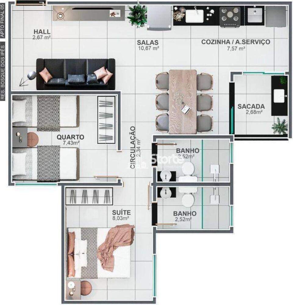 Apartamento, 2 quartos, 56 m² - Foto 4