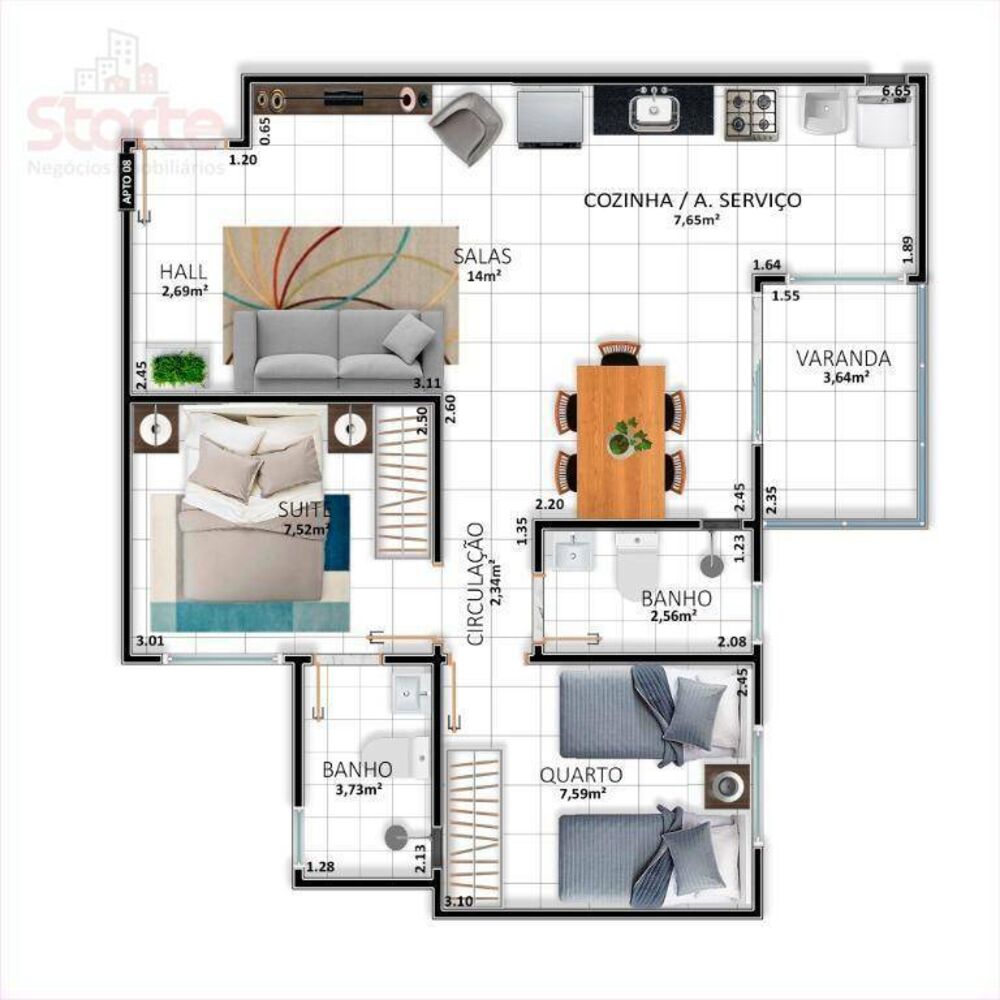 Apartamento, 2 quartos, 70 m² - Foto 8