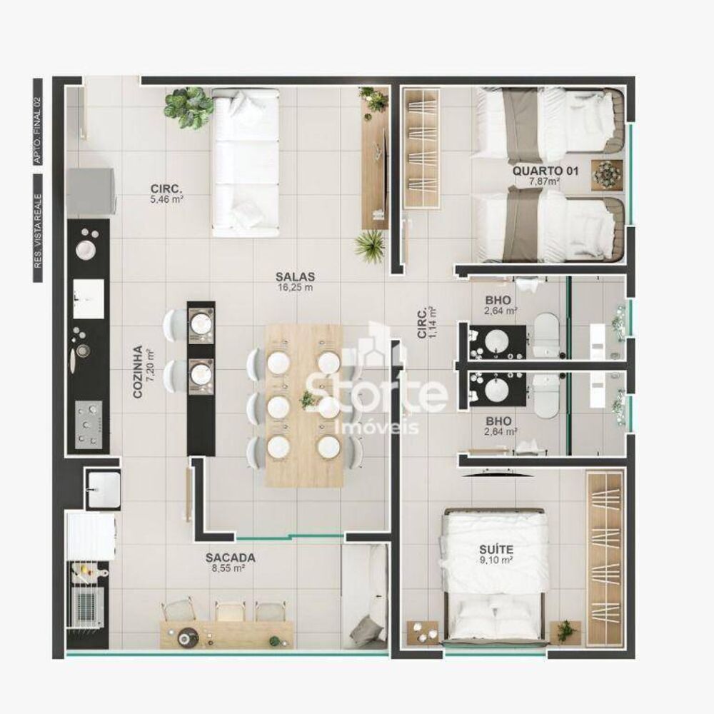 Apartamento, 2 quartos, 59 m² - Foto 1